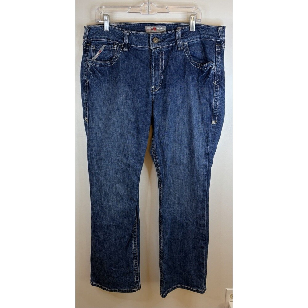 ARIAT FR Jeans Women’s 34S Flame Resistant Work Bootcut CAT 2 Blue Mid Rise